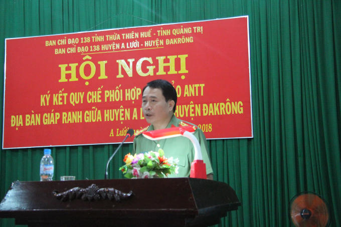 Đại tá Lê Quốc Hùng - GĐ Công an tỉnh Thừa thiên Huế phát biểu chỉ đạo tại buổi lễ