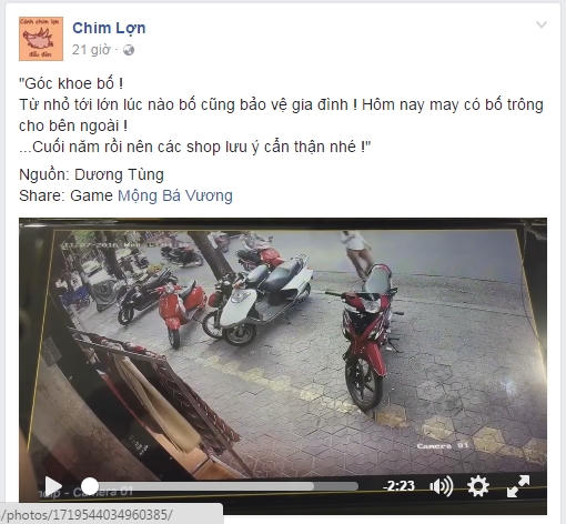 Đoạn clip được chia sẻ trên mạng xã hội với dòng trạng thái đầy tự hào về người bố luôn bảo vệ gia đình.