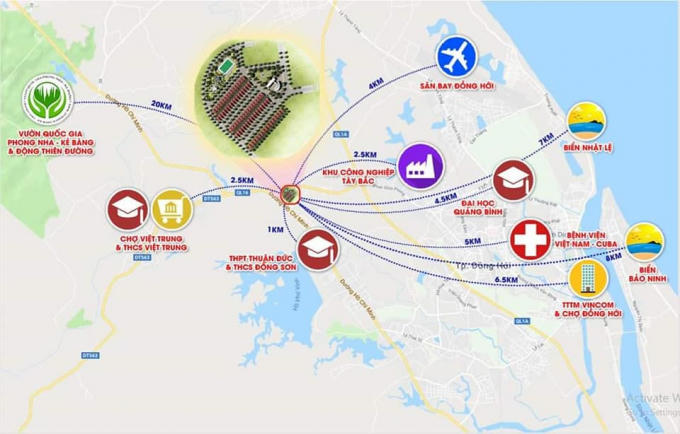 Với vị trí vàng liên kết hầu hết các điểm du lịch tỉnh Quảng Bình, Eco Garden đón đầu tuyến đường du lịch Hồ Chí Minh.