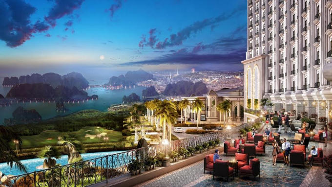 Ngắm toàn cảnh vịnh Hạ Long đẹp nhất từ trên cao tại FLC Grand Hotel Hạ Long.