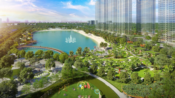 Sắc xanh bao phủ từ bên ngoài khu căn hộ