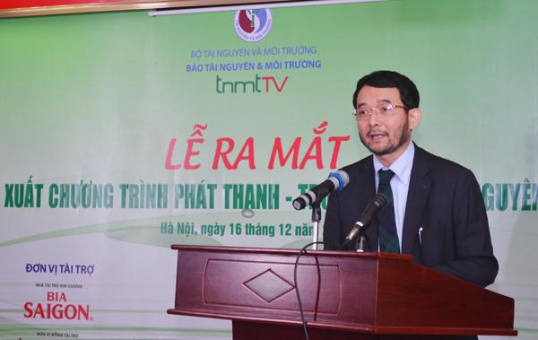 &Ocirc;ng Ho&agrave;ng Văn Th&agrave;nh &ndash; Tổng Bi&ecirc;n tập B&aacute;o T&agrave;i nguy&ecirc;n &amp;amp;amp; M&ocirc;i trường ph&aacute;t biểu ch&agrave;o mừng lễ ra mắt.