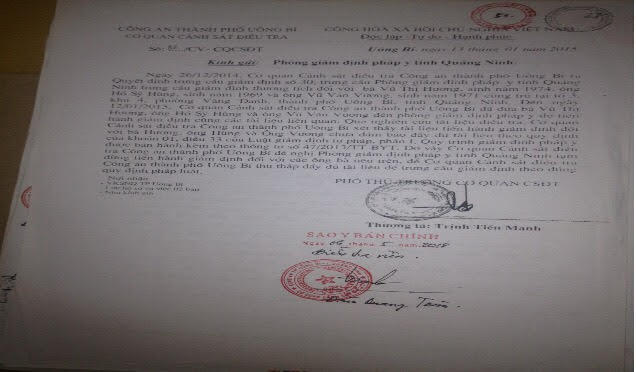 Công an TP không đồng ý cho cơ quan giám định tiến hành giám định.