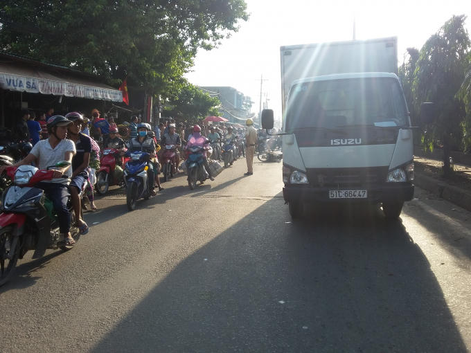 Chiếc xe tải tại hiện trường.