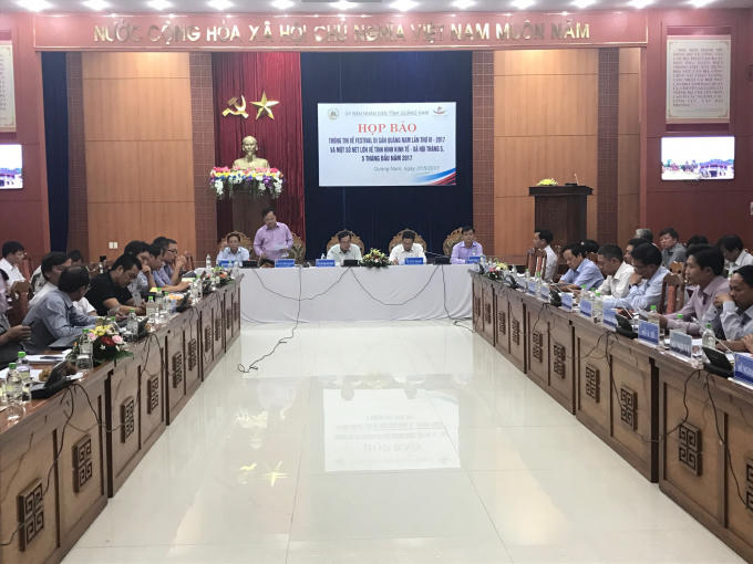 Quang cảnh cuộc họp báo do UBND tỉnh Quảng Nam chủ trì chiều 31/5.