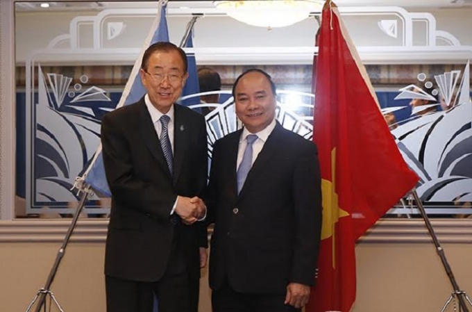 Thủ tướng hội kiến với Tổng Thư ký Liên hợp quốc Ban Ki Moon.