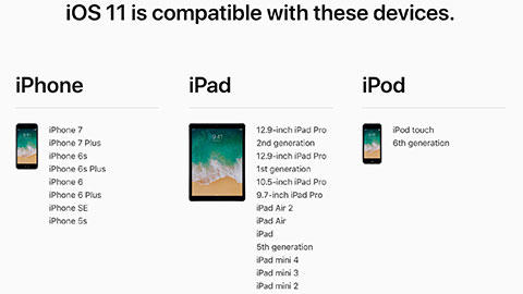iOS 11 sẽ chỉ hỗ trợ các thiết bị từ iPhone 5s trở lên.
