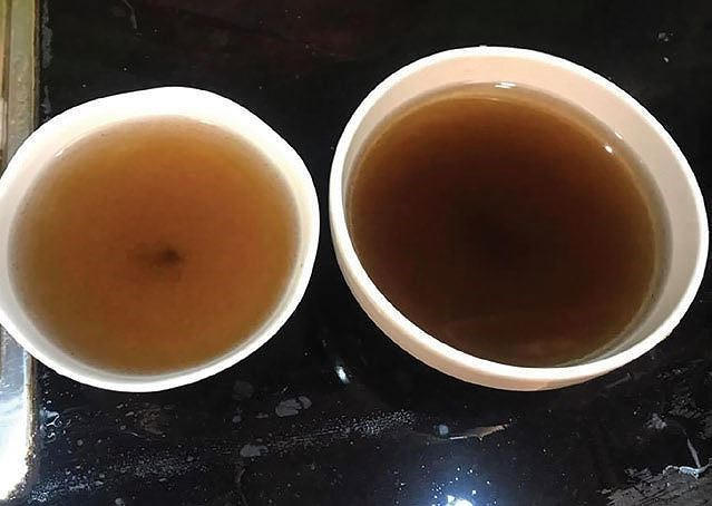 Nước sạch nhưng có mầu tối đen.