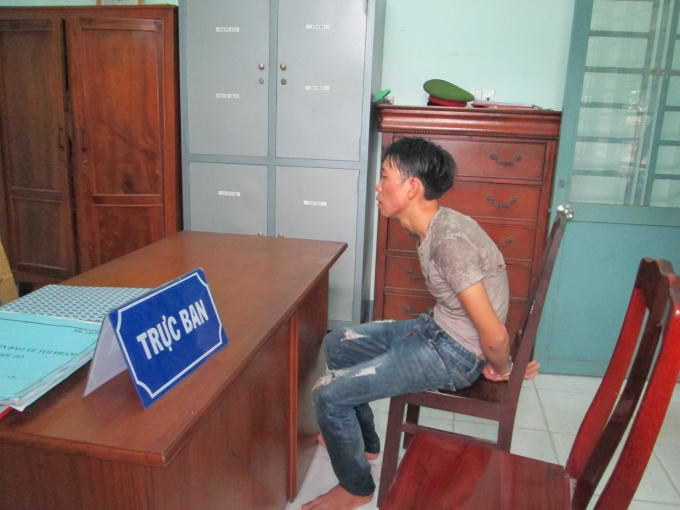 Đối tượng Đạt tại Cơ quan công an.