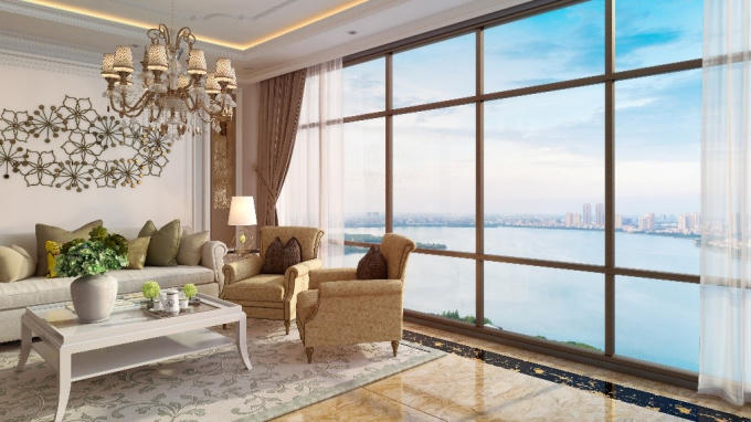Các căn hộ tại D’. El Dorado đều tận dung được tối đa khoảng xanh, ánh sáng tự nhiên và không khí trong lành đến từ 500ha mặt nước hồ Tây