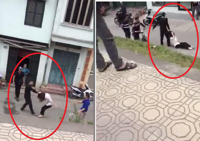 Nam thanh niên túm tóc đánh người yêu vì nghi bạn gái đi nhà nghỉ với trai lạ. Ảnh: cắt từ clip.