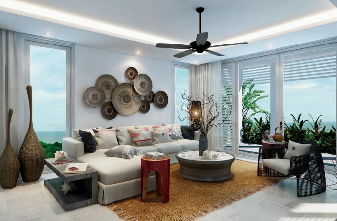 Nội thất hiện đại kết hợp cổ kính tạo nên vẻ đẹp sang trọng cho căn phòng của dự án Premier Village Phu Quoc Resort.