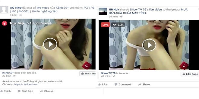 Hai fanpage khác nhau cùng phát một đoạn live video giả mạo.
