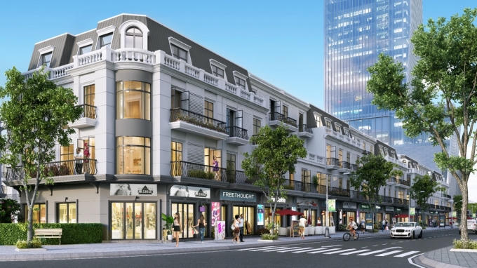 Phối cảnh dãy shophouse của dự án.