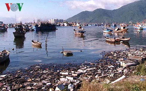 Rác thải tràn ngập âu thuyền Thọ Quang.