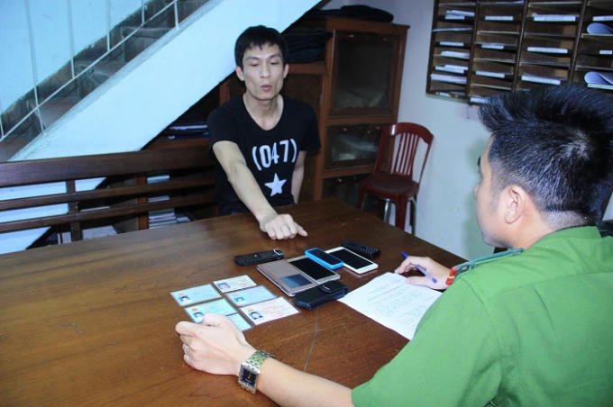 Đối tượng Tuấn tại cơ quan công an.