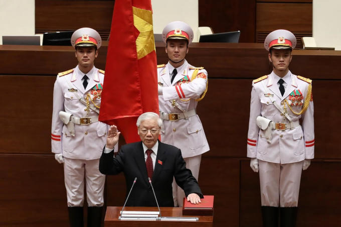 Tổng bí thư được bầu làm Chủ tịch nước với 99,79% phiếu. Ảnh: Bình Minh.