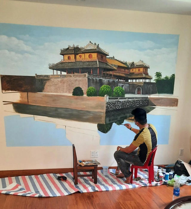 Một tác phẩm vẽ tranh tường về Kinh thành Huế do Tư thực hiện.