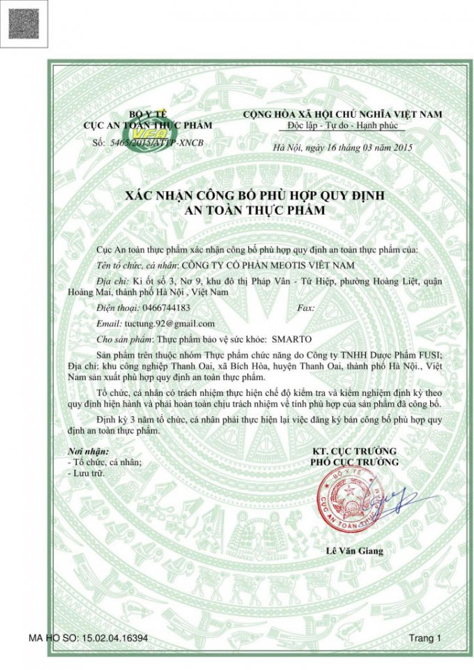 Bản Xác nhận công bố phù hợp quy định an toàn thực phẩm được đưa ra để "lòe" người tiêu dùng.