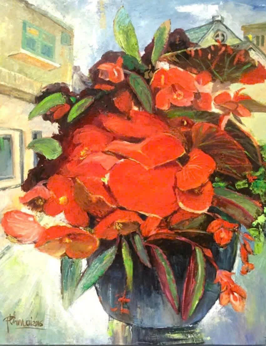 Mùa hoa đỏ - Sơn dầu; Tác giả: Phan Thị Thanh Mai