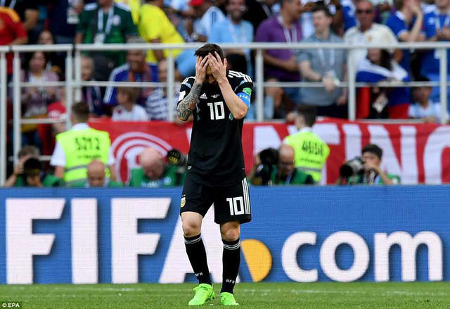 Messi đã không thể giúp Argentina có được 3 điểm ở ngày mở màn bảng D World Cup 2018. Ảnh: EPA