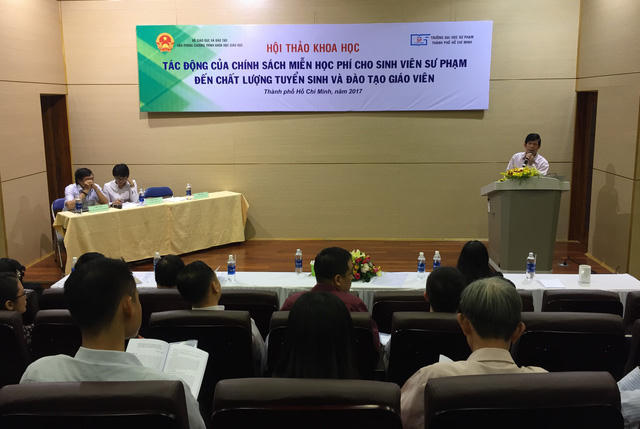 Hội thảo về Tác động của chính sách miễn học phí đối với chất lượng tuyển sinh và đào tạo giáo viên tổ chức tại trường ĐH Sư phạm TP.HCM thu hút nhiều đại diện đến từ các trường sư phạm trong cả nước