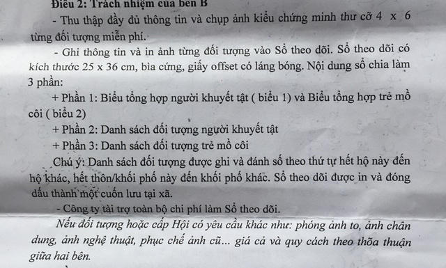 Điều khoản "tự nguyện" in nghiêng đã được Công ty Mỹ Dung lợi dụng để trục lợi người bất hạnh.