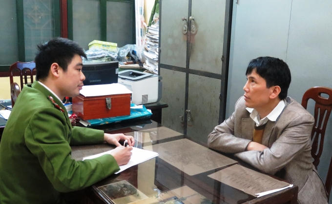 Đối tượng Bùi Văn Lý tại cơ quan công an.