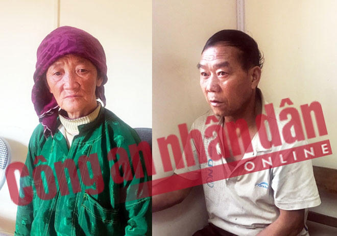 Tráng Thị Sò và Hạng Nhìa Cở tại Cơ quan công an. (Ảnh: báo Công an nhân dân)