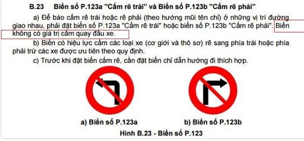 Từ ngày 1/11, biển cấm rẽ trái, phải được phép quay đầu xe.