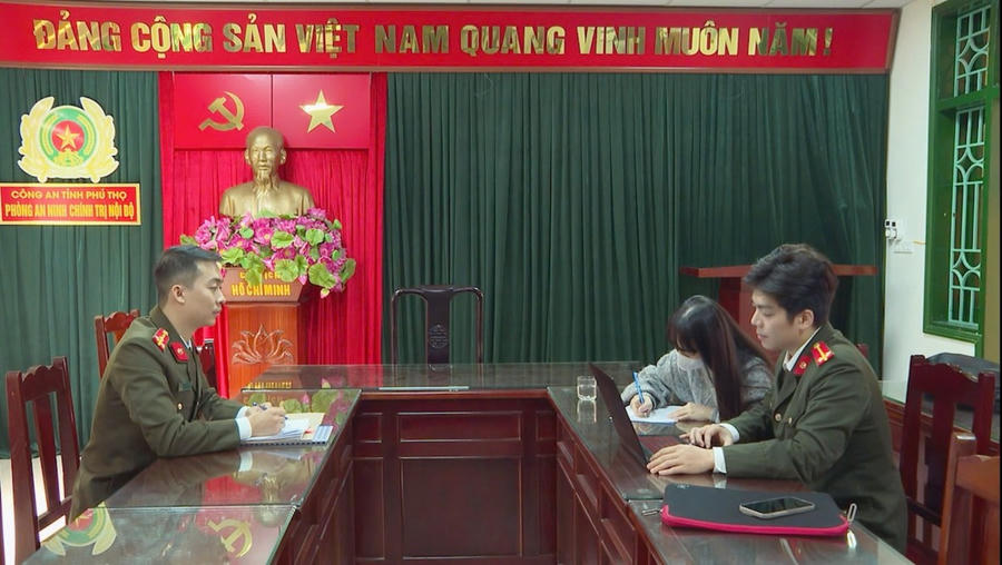 Phòng An ninh chính trị nội bộ, Công an tỉnh Phú Thọ làm việc với T.T.H, là chủ tài khoản TikTok có tên “G. (M.T.H.V)” .