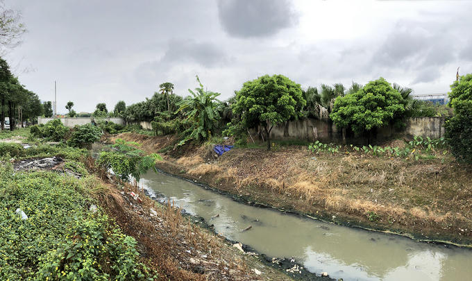 Mương thoát nước nằm cạnh Cụm làng nghề Tân Triều và cách Trạm xử lý nước thải chỉ khoảng 100 mét, nhiều năm qua trong tình trạng đen đặc, bốc mùi gây ô nhiễm nặng.