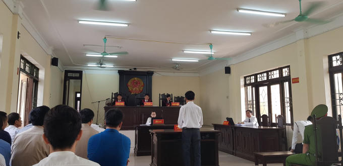 Toàn cảnh phiên xét xử ông Nguyễn Đình Khải tại tòa án nhân dân tỉnh Bắc Ninh.