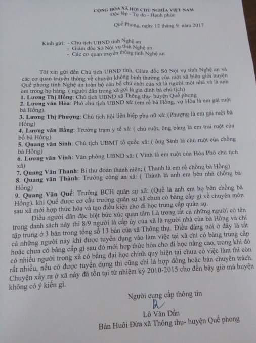 Đơn kiến nghị của ông Lô Văn Dần gửi đến các cơ quan truyền thông.
