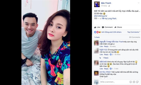 Diễn viên Bảo Thanh vừa đăng tải hình ảnh chụp chung với nam diễn viên Anh Dũng hé lộ việc sẽ có "Sống chung với mẹ chồng" phần 2. (Ảnh: facebook)