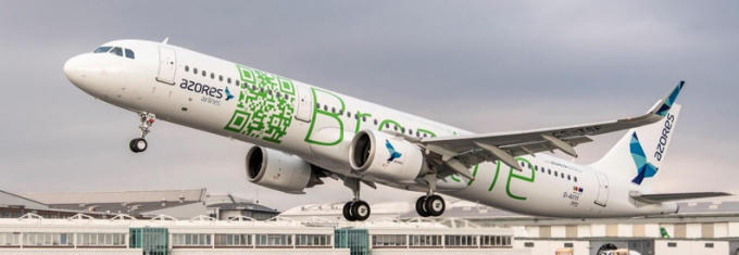 Máy bay của Azores Airlines, một hãng hàng không của Bồ Đào Nha, trông như một chú cá voi khổng lồ bơi giữa đại dương bầu trời với hình vẽ đuôi và vây cá, mang thông điệp về vùng Azores – một trong những khu vực bảo tồn cá voi lớn nhất thế giới.