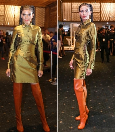 Với trang phục mang phong cách quân đội kết hợp với mái tóc tết Phi Châu cùng đôi boots màu cam sặc sỡ. Phải chăng Trương Thị May vừa được nhận một vai nào đó trong bộ phim "Những chiến binh dũng cảm" phần tiếp theo?. Ảnh: internet.