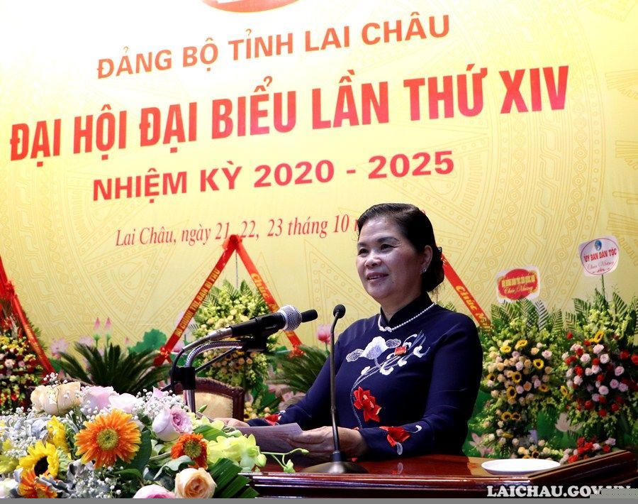 Bà Giàng Páo Mỷ, Ủy viên Trung ương Đảng, tái đắc cử chức danh Bí thư tỉnh ủy Lai Châu nhiệm kỳ 2020-2025. Ảnh: Cổng TTĐT tỉnh Lai Châu