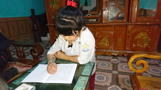 Cháu Hoàng Thị G. tố cáo bị hiếp dâm. (Ảnh: Tiến Vũ)