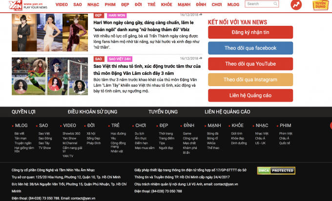 Nhiều chuyên mục tại website yan.vn đã được