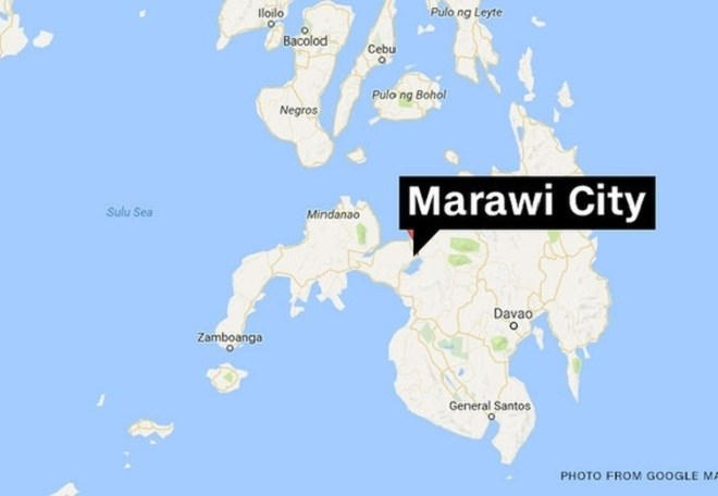 Vị trí thành phố Marawi trên đảo Mindanao.