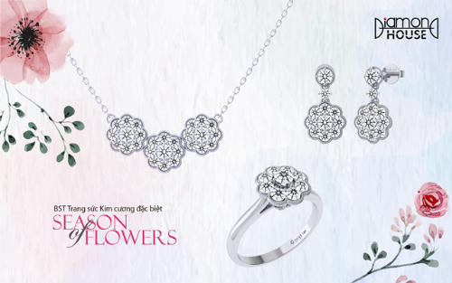 Mỗi thiết kế là sự sắp đặt đầy ngẫu hứng những viên kim cương tự nhiên Hearts &amp; Arrows, thể hiện vẻ đẹp đa dạng, muôn màu của các loài hoa.
