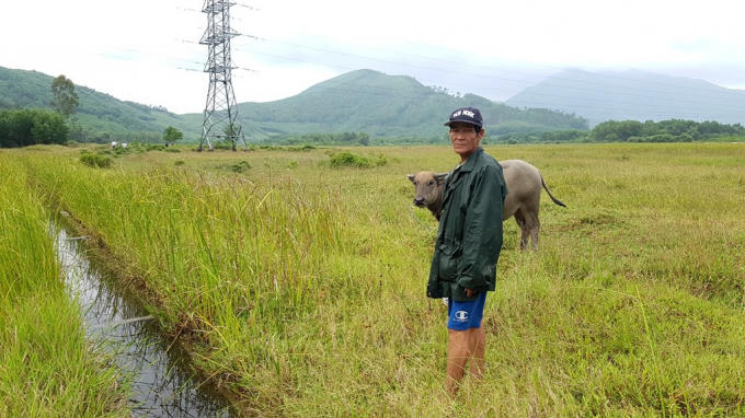 Nông dân Nguyễn Quang Tuấn ngao ngán trước kênh nước "vô tích sự".