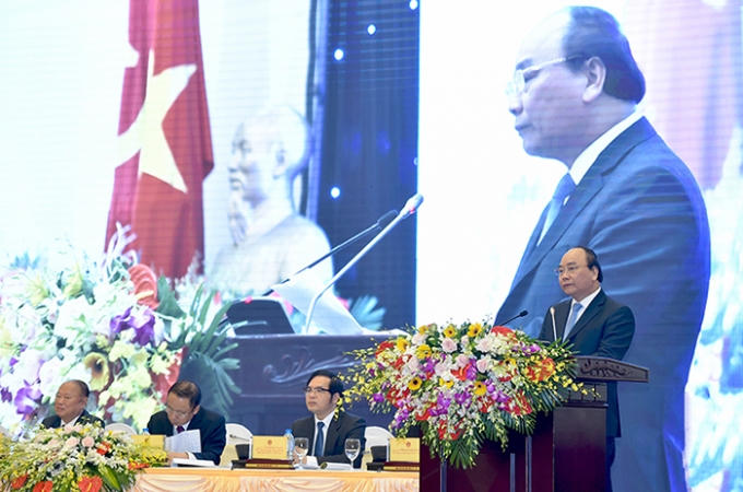 Thủ tướng Nguyễn Xuân Phúc phát biểu tại Đại hội đại biểu toàn quốc lần thứ III, nhiệm kỳ 2016-2021 của Hiệp hội Doanh nghiệp nhỏ và vừa Việt Nam.