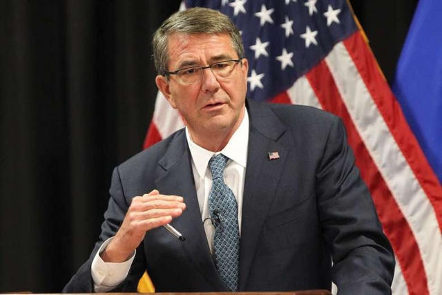 Bộ trưởng Quốc phòng Mỹ Ash Carter đã lên tiếng rất mạnh mẽ về các động thái quân sự của Trung Quốc ở Biển Đông. (Ảnh: AFP)