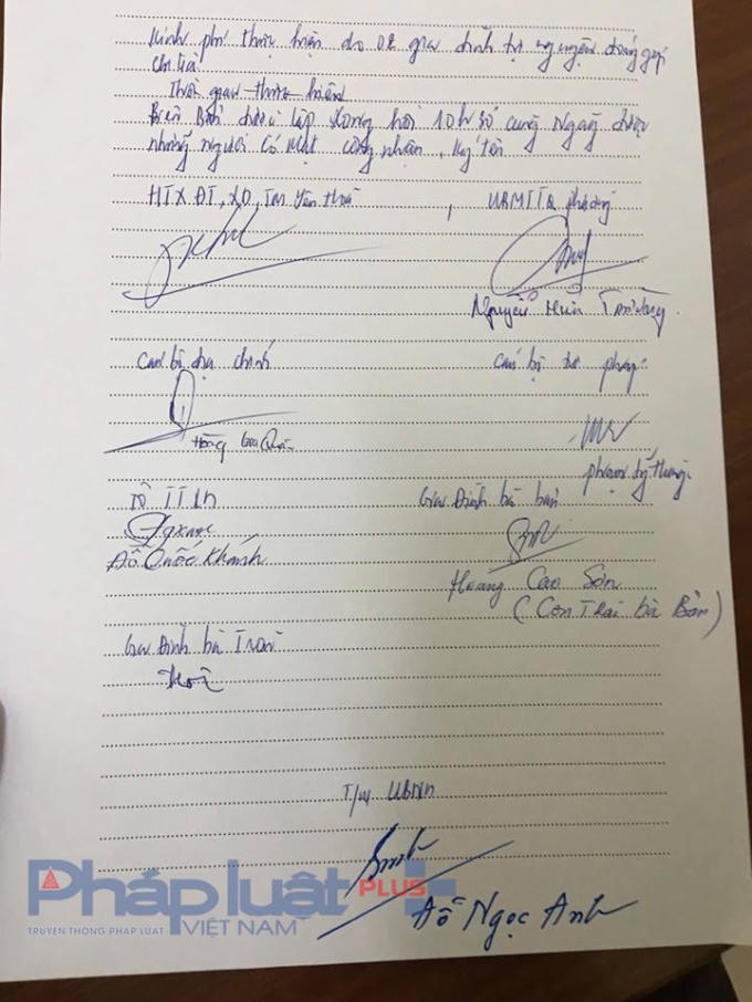 Đây là biên bản được UBND phường Yên Hòa lập khi có đơn của 2 hộ dân.