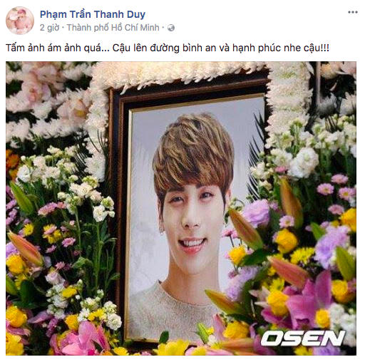 Thanh Duy xót xa trước sự ra đi của Jonghyun.