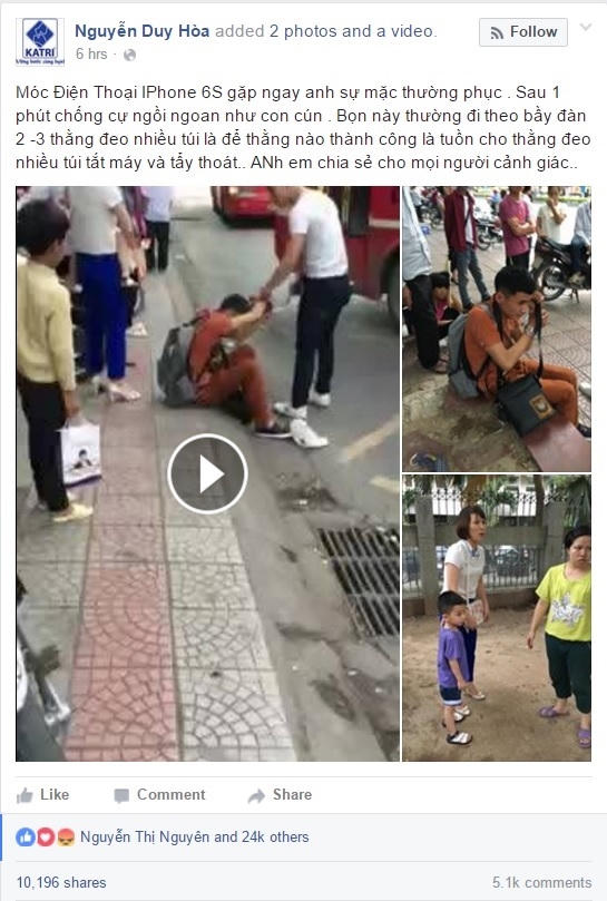 Thông tin được chia sẻ trên trang cá nhân của Facebooker.