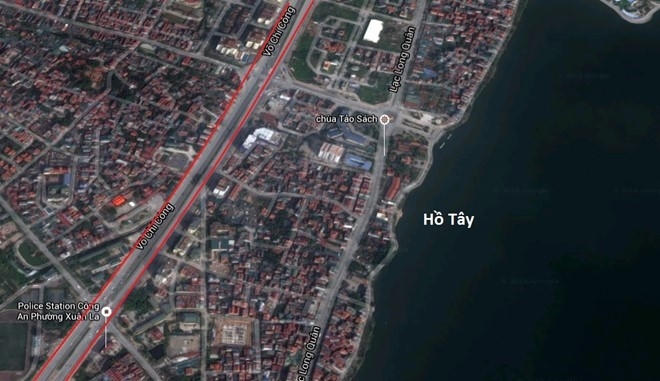 Tuyến đường vành đai 2 sau khi hoàn thành đã xuất hiện nhiều nhà siêu, mỏng siêu méo (Ảnh: GoogleMaps).