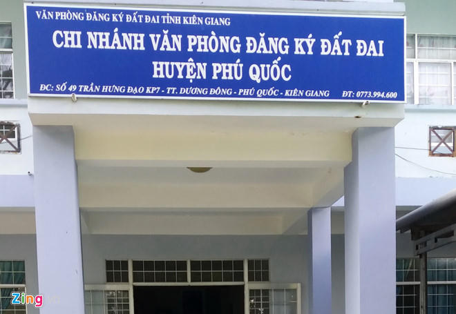 Chi nhánh Văn phòng Đăng ký đất đai huyện Phú Quốc.( Ảnh: Zing.vn)